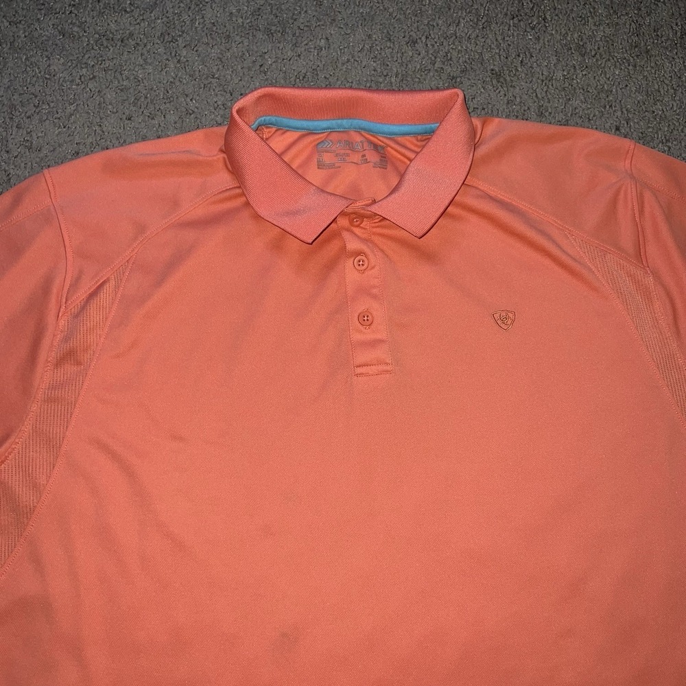 AriatTEK Polo Shirt Mens 2XL Peach Heat Series Performance Golf Athletic Tech